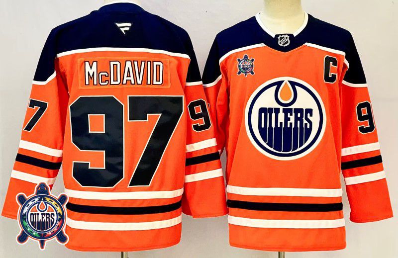 Men Edmonton Oilers 97 Mcdavid Orange Fanatics 2025 NHL Jersey style 3